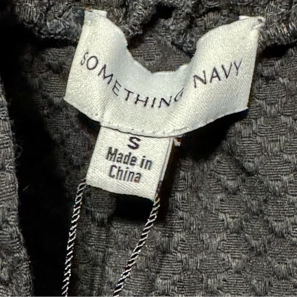 Something Navy Black Square Neck Shirred Ruffled Sleeve Textured Mini Dress - Picture 9 of 10